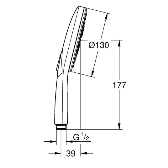 Grohe Rainshower SmartActive - käsidušš 130 9,5 l/min, 3 pihustustüüpi, soe päikeseloojang, poleeritud 26574DL0