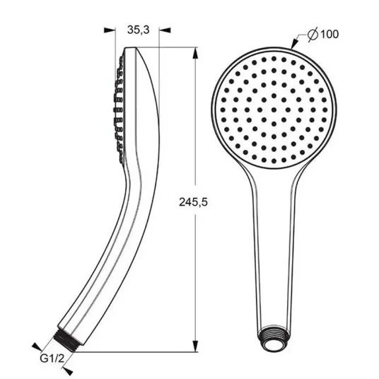 Ideal Standard Idealrain - duššpea 10 cm, 1 joaga, must B9402XG