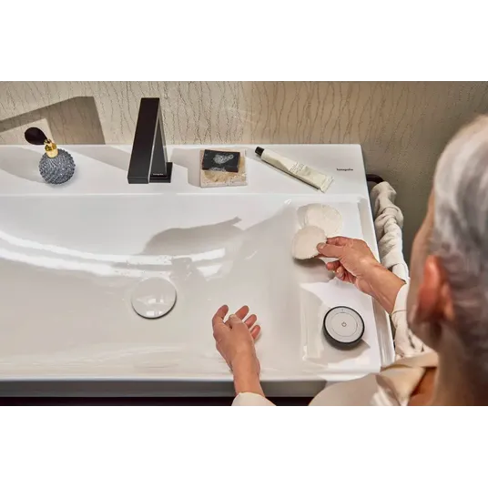Hansgrohe Tecturis E – praustuvo maišytuvas su išleidimo vožtuvu, 2 skylių montavimas, CoolStart, EcoSmart+, juodas matinis 73053670