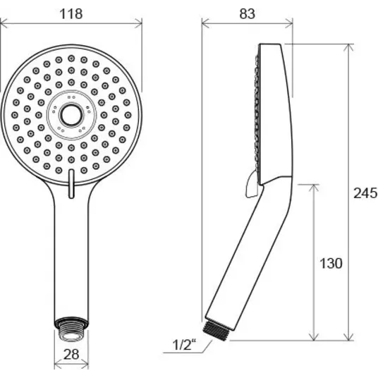 Ravak Duššid - Käsidušš Flat M 953.00, 3 funktsiooni, läbimõõt 12 cm, kroom X07P009