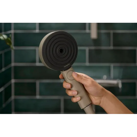 Hansgrohe Pulsify Planet Edition – rankinis dušas, 3 srovių tipai, EcoSmart+, smėlio spalvos 26077210