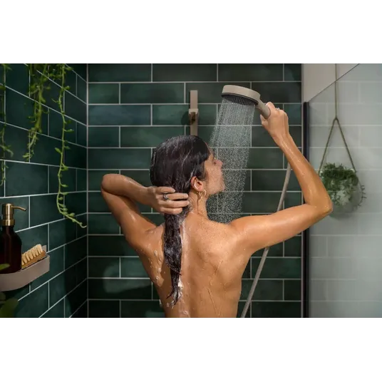 Hansgrohe Pulsify Planet Edition – rankinis dušas, 3 srovių tipai, EcoSmart+, smėlio spalvos 26077210