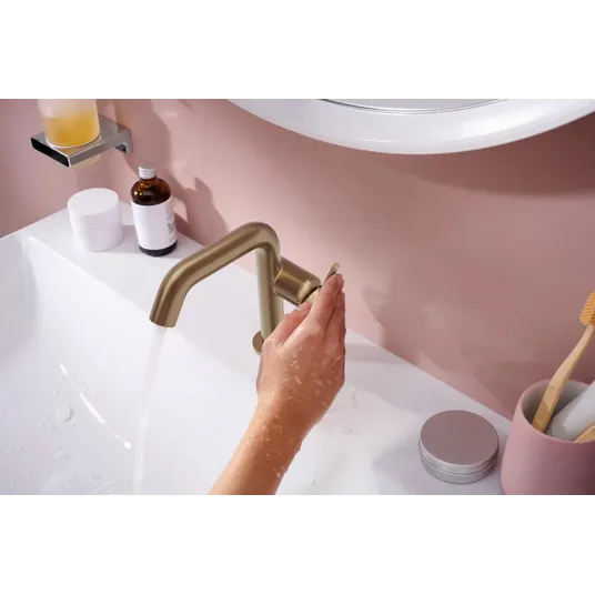 Hansgrohe Tecturis S - kraanikausisegisti Push-Open äravooluga, CoolStart, EcoSmart, harjatud pronksist 73320140