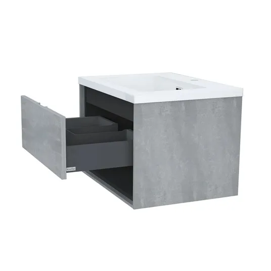 kielle Meara - Praustuvo spintelė su apatine spintele 60 cm, betono/matinės juodos spalvos 50026S605