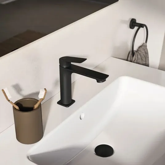 Ideal Standard Ceralife C – praustuvo maišytuvas su ClickClack išleidimo komplektu, BlueStart, šilkinė juoda BE105XG