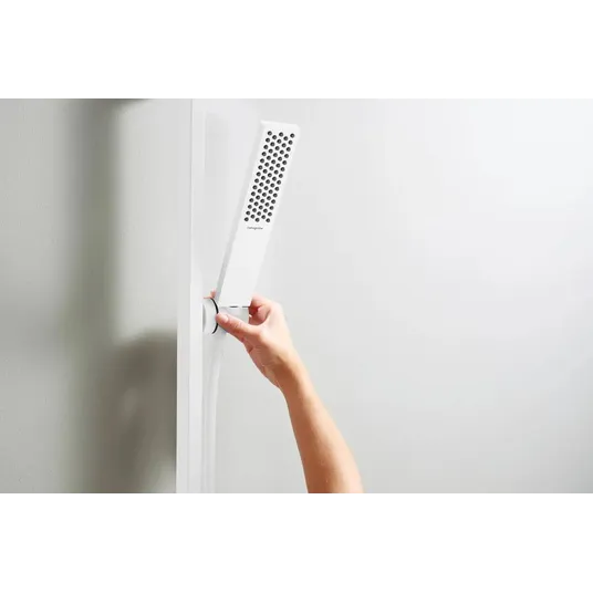 Hansgrohe Pulsify E – dušo komplektas: rankinis dušas, stovas ir žarna, EcoSmart, balta matinė 24380700