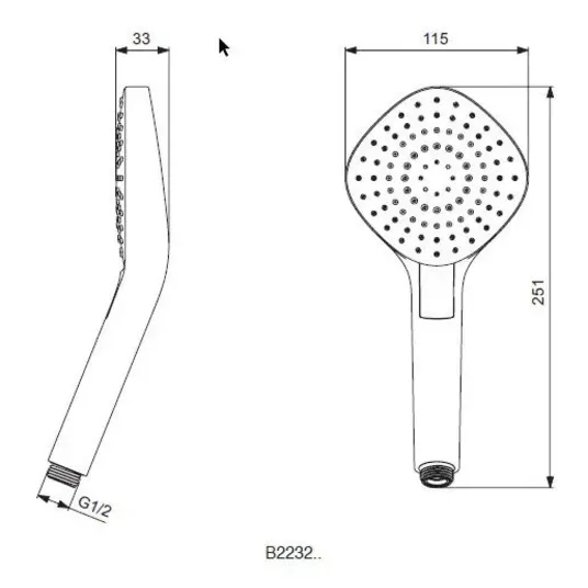Ideal Standard Idealrain Evo Jet – dušo galvutė Diamond 12 cm, 3 sroves, chromas B2232AA