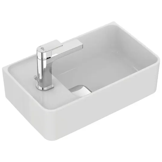 Ideal Standard Strada II - praustuvas rankoms 45x27 cm, su 1 skyle maišytuvui kairėje, baltas T299501