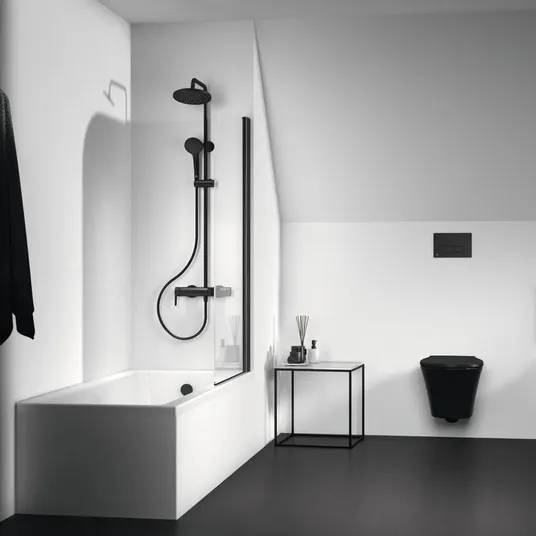 Ideal Standard Cerafine O – dušo rinkinys su vonios maišytuvu, 20 cm, 1 srove, juodas BC525XG