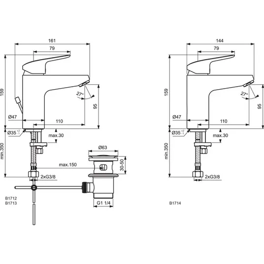 Ideal Standard CeraFlex - kraanikaussi kraanikaussi komplekt, kroom B1713AA