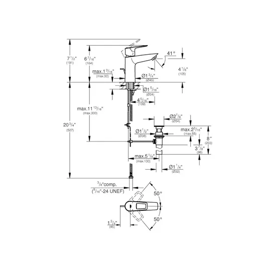 Grohe BauLoop - valamusegisti äravooluklapiga, kroomitud 23963001