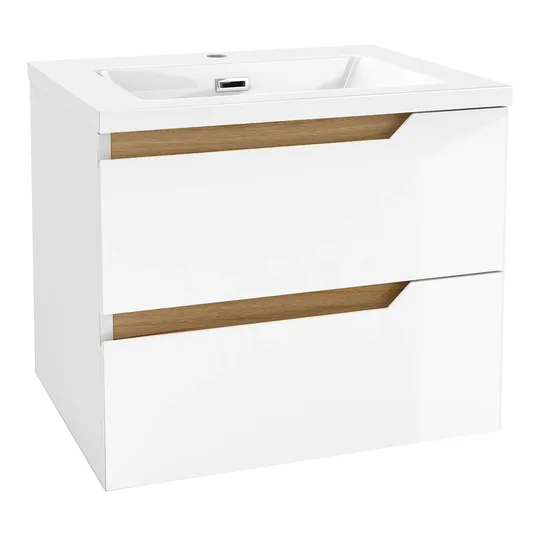 kielle Oudee - Praustuvo spintelė su apatine spintele 60 cm, blizgi balta/tamsus ąžuolas 50002S610