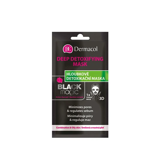 Dermacol, Black Magic, Activated Charcoal, Detoxifying, Sheet Mask, For Face, 15 ml *Tester