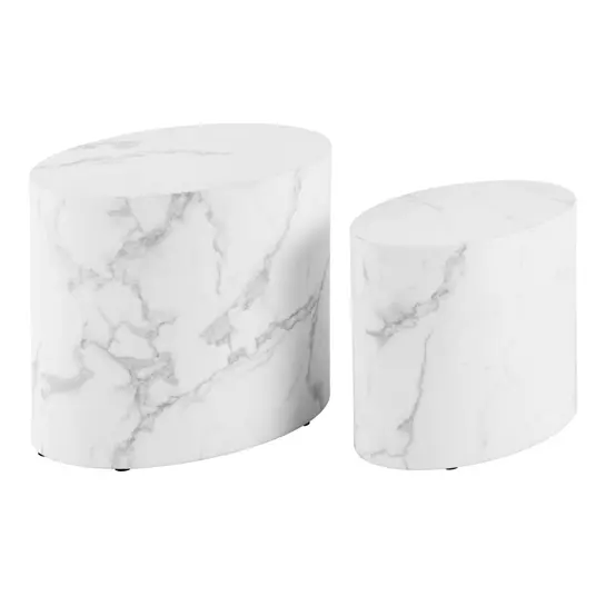Mice coffee table set, Top paper white marble, Base paper white marble, 33x48x40 cm