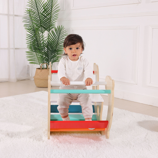 WOOPIE GREEN Puidust vikerkaarevihmakiik ja sild 2-in-1 Montessori FSC