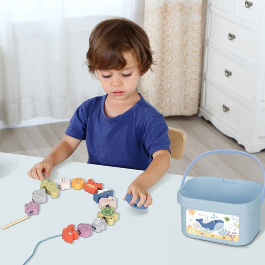 TOOKY TOY Puidust meremänguasjad Tasakaalustustorn Kalapüügifiguurid 23 tk.