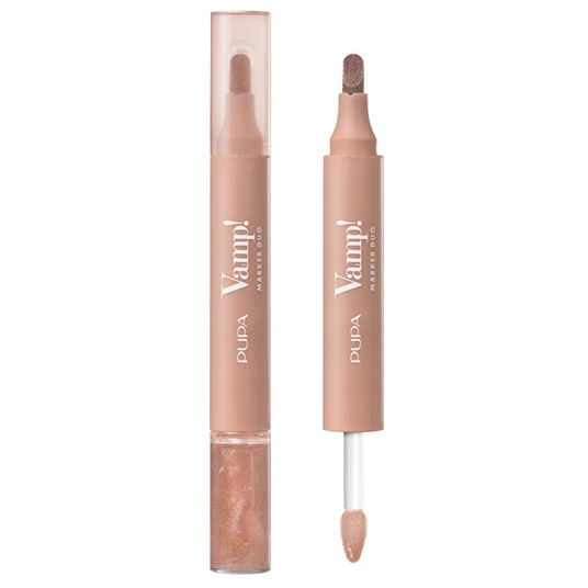 PUPA Milano - Fix and oil lip gloss 2in1 Vamp! (Marker Duo) 4 ml - 007 Red Potion