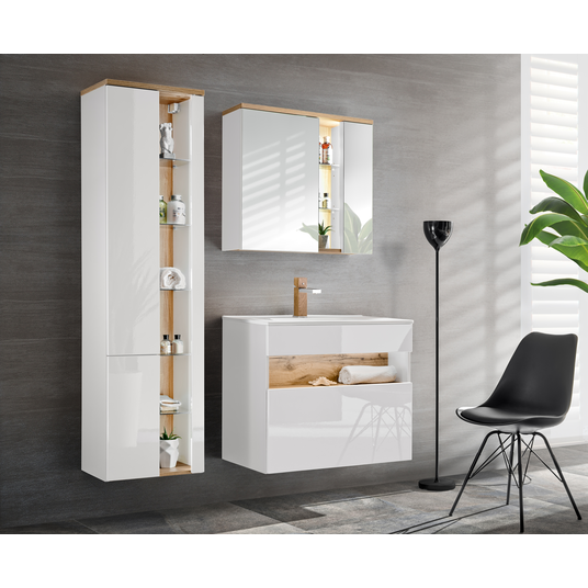 Valamukapp 80 cm, 1 sahtel, BAHAMA WHITE 821 FSC