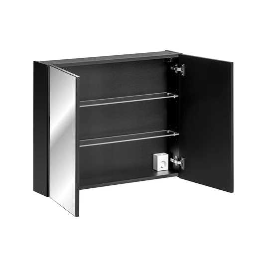 Peegelkapp 80 cm, 2 ust, SANTA FE, MUST, 84-80-A-2D