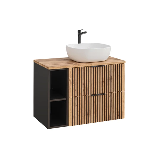 Baldų komplektas 80cm su stalviršio praustuvu SET-XIL B 80CM UN.6252 81-01 BLACK