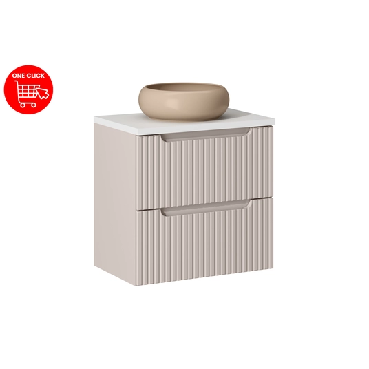 Baldų komplektas 60 cm su stalviršiu ir praustuvu Wiki set-noc b baltas 60 cm s un wiki c