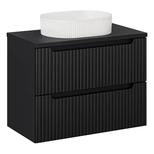 Baldų komplektas 80 cm su stalviršiu ir praustuvu Beyond komplektas-svirtis, juodas 80 cm, su rankena ir praustuvu Beyond 5 baltas