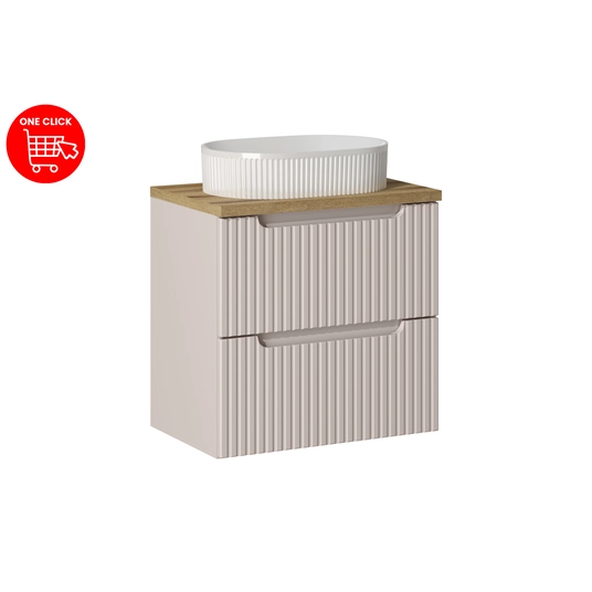 Baldų komplektas 60 cm su stalviršiu ir praustuvu Beyond, ąžuolo spalvos, 60 cm, su praustuvu ant stalviršio, Beyond, 5 baltos spalvos