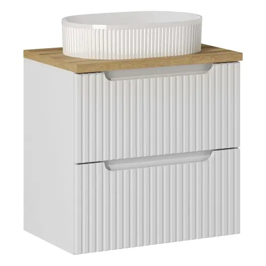 Mööblikomplekt 60 cm koos tööpinnale paigaldatava kraanikausiga - Now B tamm, 60 cm, S Un Beyond 5, valge
