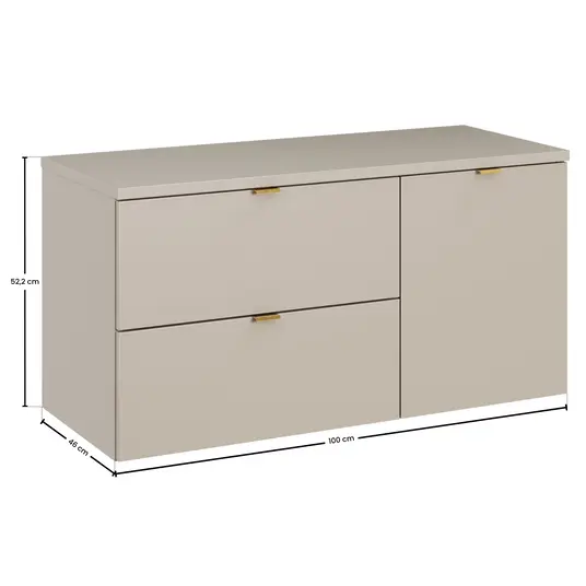 Spintelė 100 cm su stalviršiu, spintele ir skalbinių krepšiu – DC B 100 cm LB