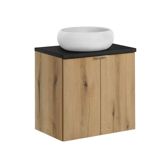 60 cm baldų komplektas su stalviršiu ir praustuvu Wiki set-noa b black 60cm d un wiki sw