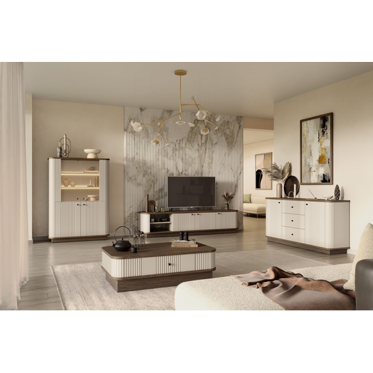 Coffee Table Vesper - Cashmere / Nut / Black Handles