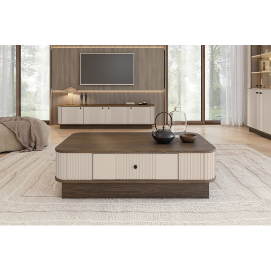 Coffee Table Vesper - Cashmere / Nut / Black Handles