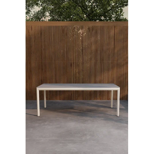 Lino Dining Table 220x100x74 cm - Beige Aluminium / Ceramic Glass