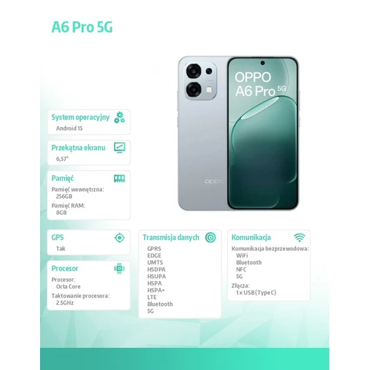 Telefon Oppo A6 Pro 5G 8GB/256GB Lunar Titanium