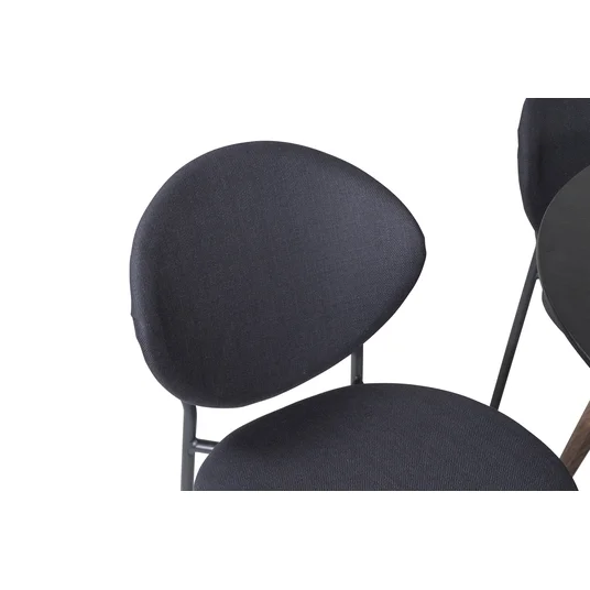 Plaza Round Table 100 cm - Black Top - Walnut legs+Vault Dining Chair - Black Legs - Black Fabric_4
