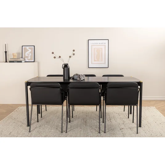 Pelle Dining Table - Black / black Black+Tvist Chair - Black / Black PU_6