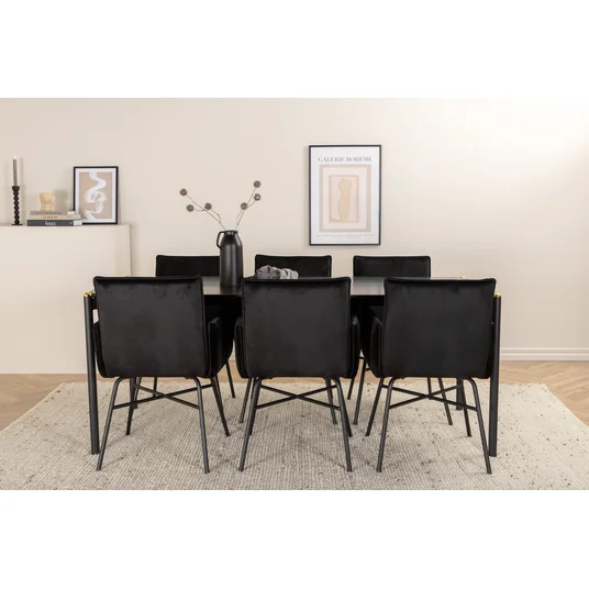 Pelle Dining Table - Black / black Black+Petra Chair - Black / Black Velvet_6