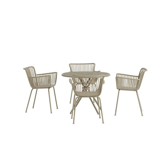 Sifnos Round Dining Set 5 pcs - Beige / Beige