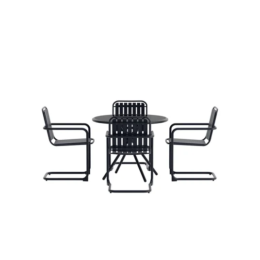Chios Round Dining Set - Black / Black