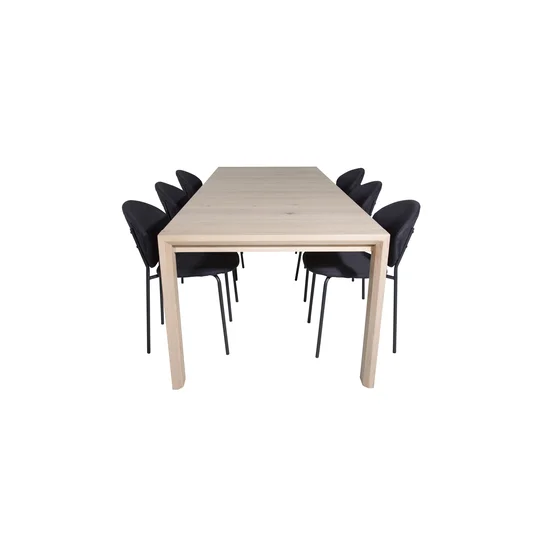 Slider Extention Table - White Wash - 170+40+40cm +Vault Dining Chair - Black L