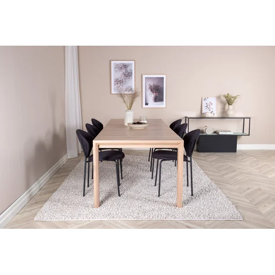 Slider Extention Table - White Wash - 170+40+40cm +Vault Dining Chair - Black L