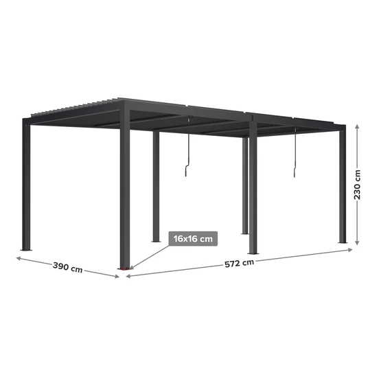 Pergola "LUXE" 5,8 x 4 x 2,5 m, antratsiit, LED-valgustusega