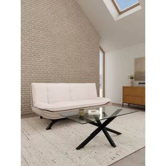 Faith sofa bed, Seat beige Lincoln 03, Base steel matt black, 196x98x91 cm