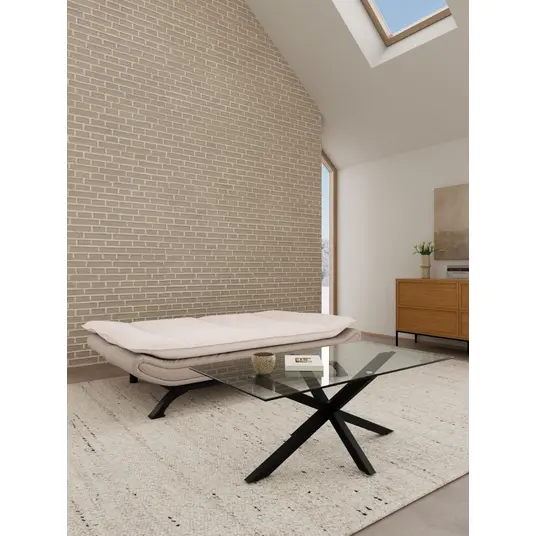 Faith sofa bed, Seat beige Lincoln 03, Base steel matt black, 196x98x91 cm