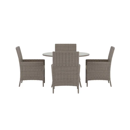 Lefkas Round Dining Set - Brown Steel Rattan