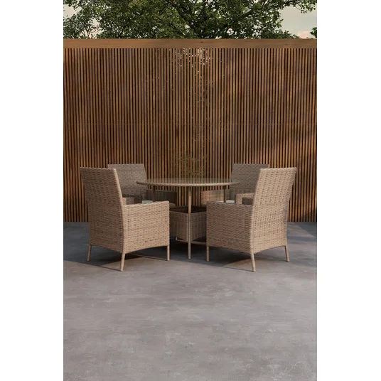 Lefkas Round Dining Set - Brown Steel Rattan