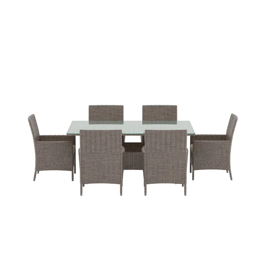 Lefkas Rectangular Dining Set - Brown Steel Rattan