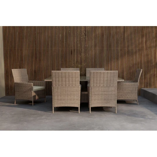 Lefkas Rectangular Dining Set - Brown Steel Rattan