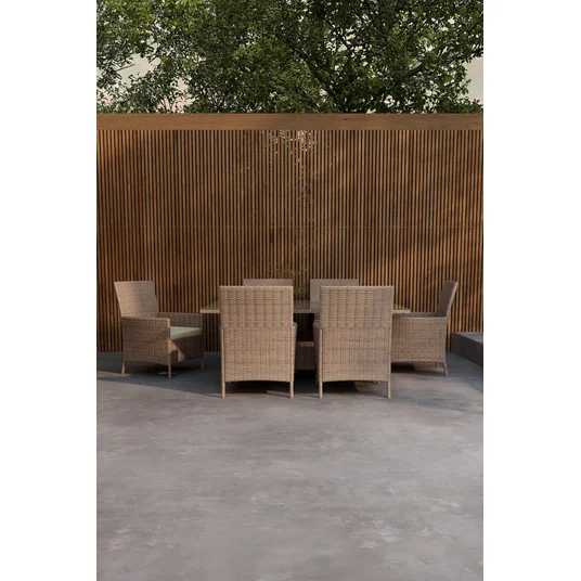 Lefkas Rectangular Dining Set - Brown Steel Rattan