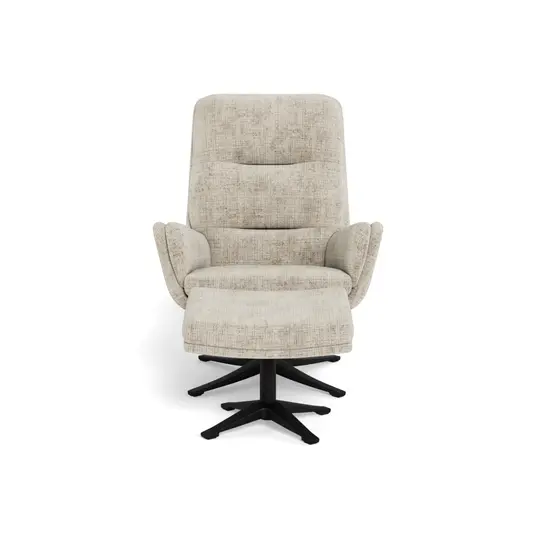 Suton recliner with footstool, Seat beige Juto 4, Base steel matt black